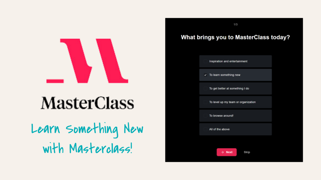 creative gift idea to support novelty and learning new things: Masterclass 